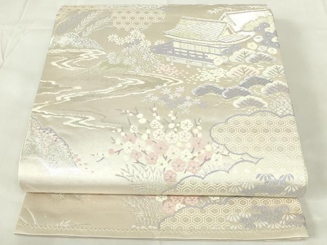 平和屋着物◎六通柄袋帯 唐織 風景文 金銀糸 正絹 逸品 DAAZ9507qp