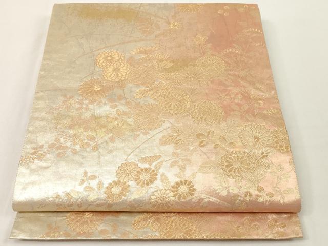 平和屋着物◎六通柄袋帯 蒔絵草花文 金糸 引箔 正絹 逸品 AAAM5342ey