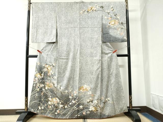 平和屋着物●訪問着 地紙枝橘花文 たたき染め 金彩 正絹 逸品 CAAZ2818yc