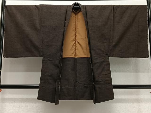 平和屋着物∞男性　羽織　紬地　赤墨色　正絹　逸品　未使用　CABD4694ua
