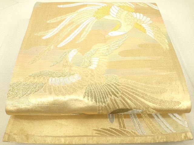 Rakuten - 平和屋着物◎六通柄袋帯　尾長鳥　金銀糸　正絹　逸品　DAAT8776zy