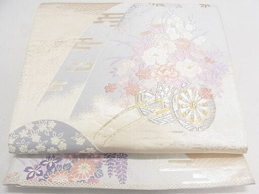 平和屋着物■六通柄袋帯 唐織 重ね山花車文 金銀糸 逸品 ab4243 平和屋着物■六通柄袋帯 唐織 重ね山花車文 金銀糸 逸品 ab4243