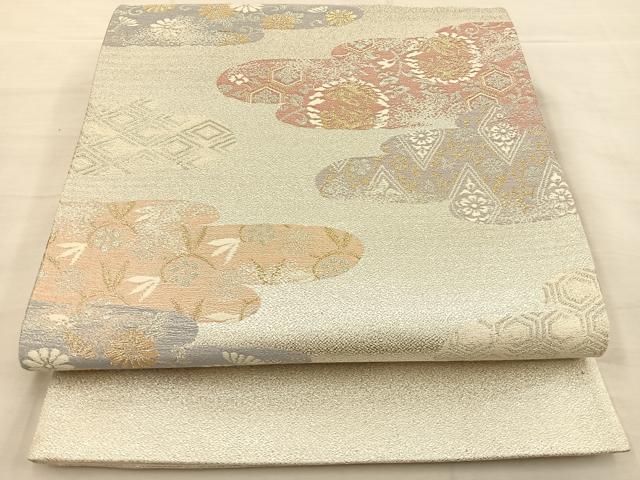 Rakuten - 平和屋着物◎六通柄袋帯　霞花文　金銀糸　正絹　逸品　BAAS7533xa