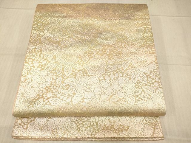 平和屋着物◎全通柄袋帯 雲取り舞桜文 金糸 正絹 逸品 AAAL5235Bfw