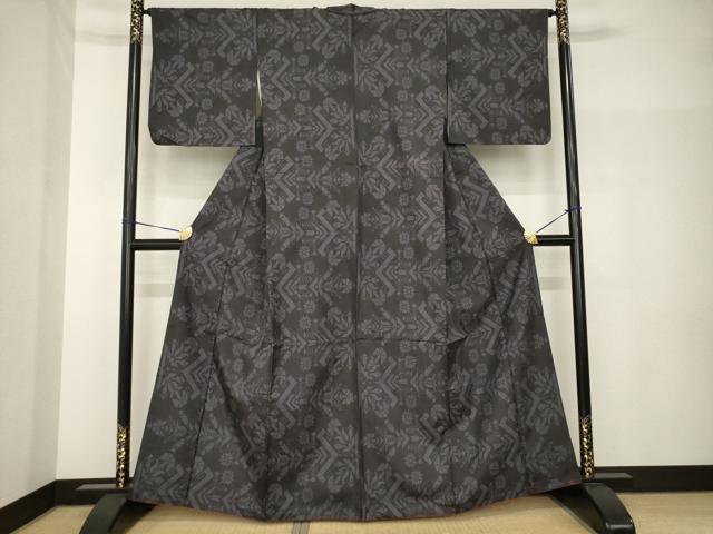 Kimono - 平和屋着物●本場大島紬　一元7マルキ　幾何学花文　正絹　逸品　AABH7045ck