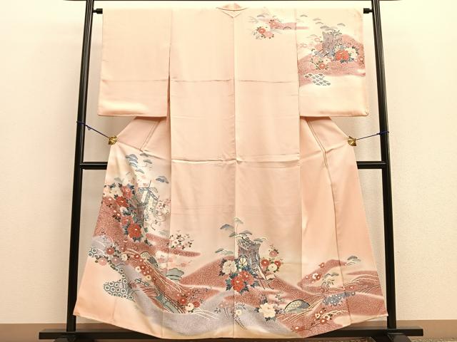 平和屋着物■訪問着 流水御所車花文 暈し染め 金彩 正絹 逸品 BAAL3270ui