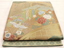 平和屋着物◎六通柄袋帯 唐織 松皮菱飛鶴花文 金糸 正絹 逸品 BAAO3433if