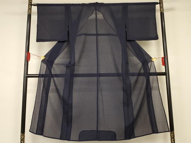 平和屋着物＊夏物 色無地 枝葉紋紗 黒紅色 正絹 逸品 AAAZ8474jd