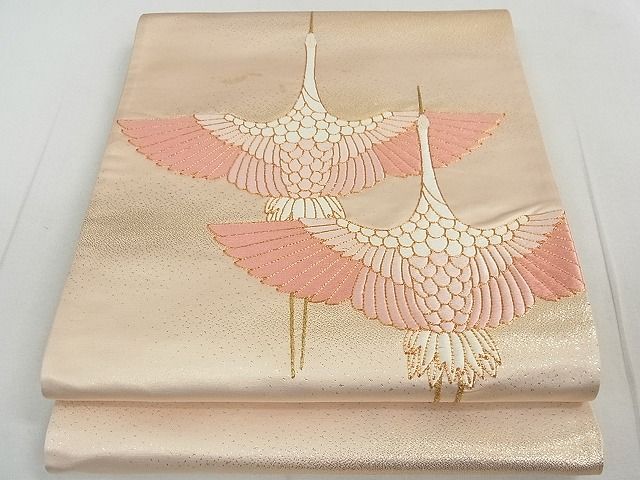 平和屋着物◎太鼓柄袋帯　駒刺繍　飛鶴文　金糸　逸品　DAAD5822rt