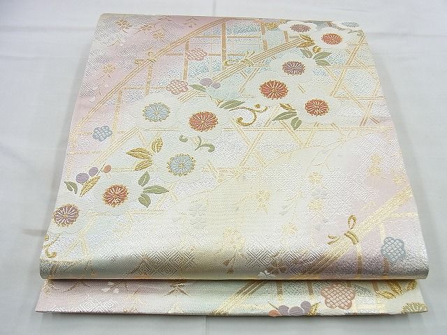 平和屋着物◎六通柄袋帯　唐織　籬春花文　金銀糸　逸品　BAAG5945jm