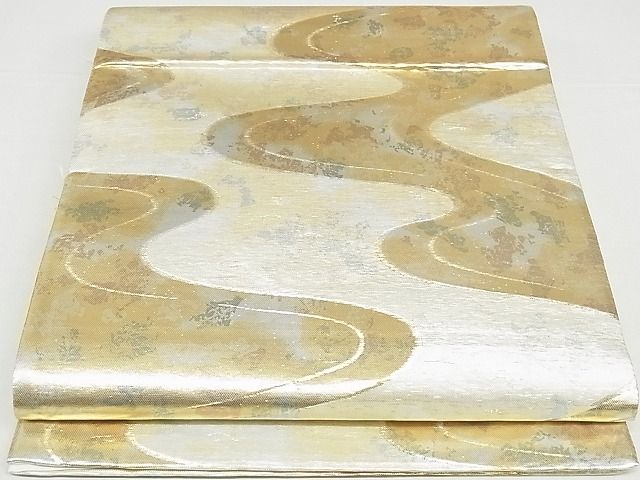 平和屋着物■六通柄袋帯 流水文 引箔 正絹 逸品 A-hg552