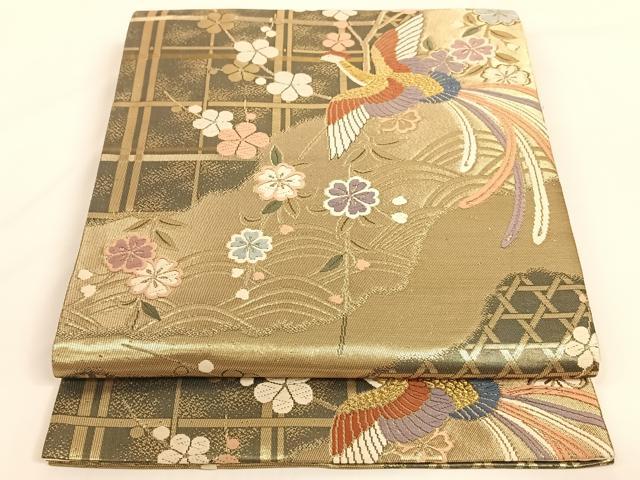 乐天商城 - 平和屋着物◎六通柄袋帯　唐織　道長鳳凰花文　金糸　正絹　逸品　AAAM6969ey
