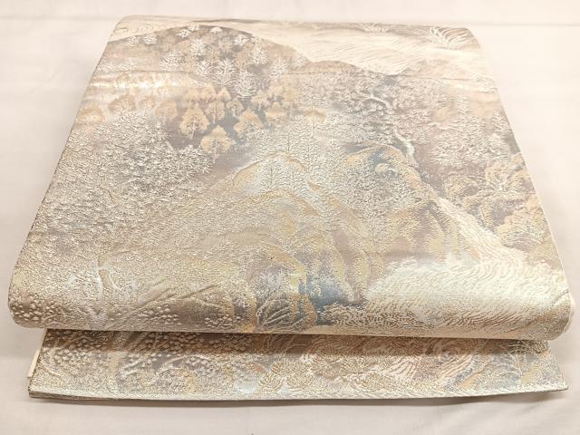 平和屋着物◎六通柄袋帯　風景文　京洛錦　二重引箔　正絹　逸品　BAAT2903mz