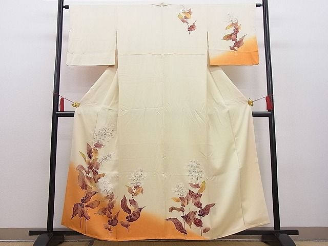 平和屋野田店■訪問着　刺繍　ヤマボウシ　暈し染め　金彩　逸品　n-hj8486