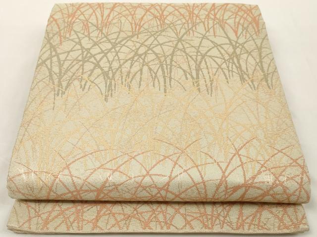 平和屋着物◎六通柄京袋帯　葉尽くし　金糸　正絹　逸品　AAAL2440ey