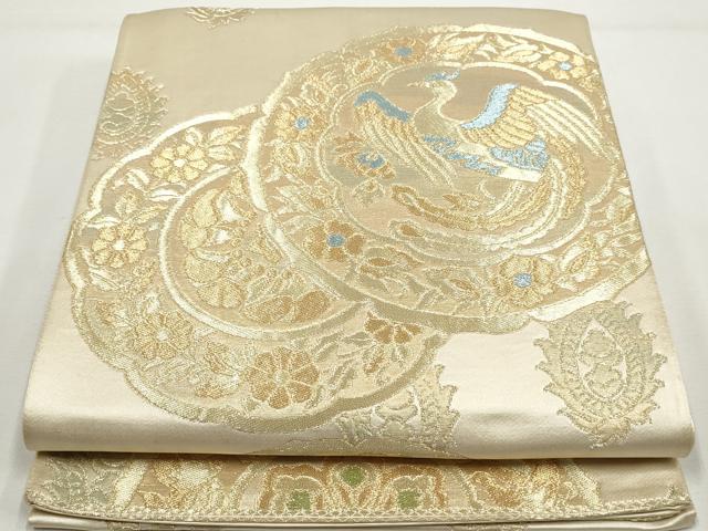 平和屋着物◎西陣　六通柄袋帯　鳳凰更紗花文　金糸　正絹　逸品　DAAY4613qa