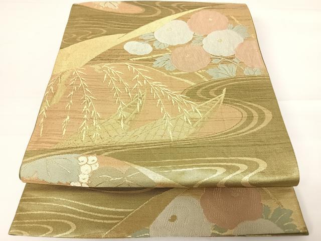 Rakuten - 平和屋着物◎六通柄袋帯　流水花文　金糸　正絹　逸品　AABC2290yx