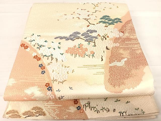 平和屋着物◎六通柄袋帯 唐織 春山小袖文 金銀糸 正絹 逸品 AABF4761yx