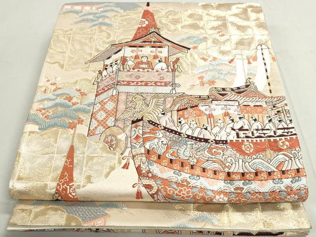 平和屋着物◎六通柄袋帯　唐織　京洛錦絵巻文　九百錦　金糸　正絹　逸品　DAAX7747qa