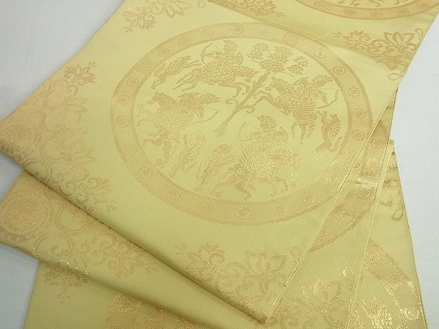 平和屋着物■六通柄　本袋帯　狩猟文　金糸　逸品　du2264