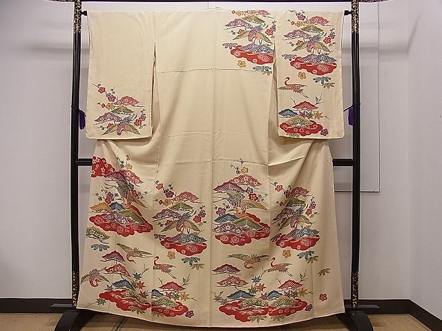 平和屋1■訪問着 型染め 飛鶴 松竹梅 逸品 CAAC1265dy