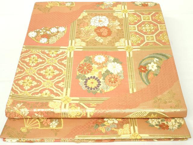 平和屋着物◎六通柄袋帯　唐織　天井花丸文　金糸　正絹　逸品　DAAW8678qa