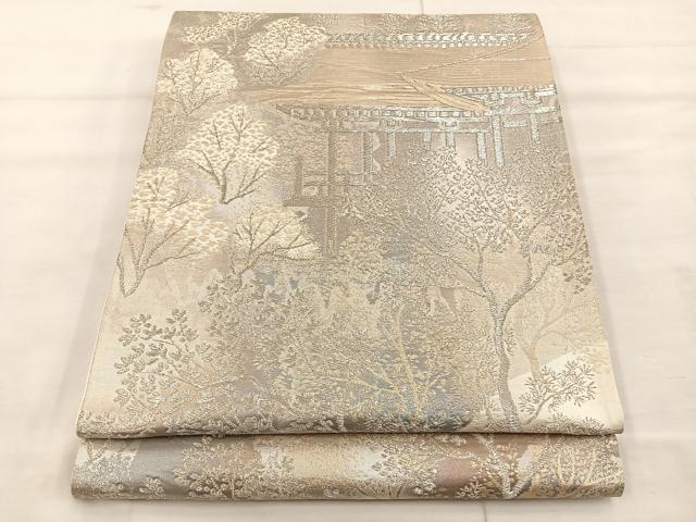 平和屋着物◎西陣　村田織物謹製　六通柄袋帯　風景文　京洛錦　金糸　引箔　正絹　逸品　BAAS4986wb