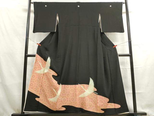 平和屋着物■豪華黒留袖　刺繍　飛鶴文　金彩　正絹　逸品　DAAQ7387ud