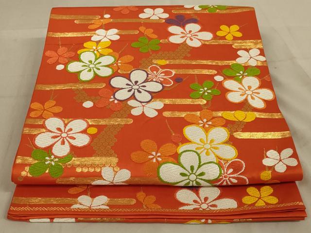 平和屋着物◎六通柄袋帯　唐織　舞花文　金糸　正絹　逸品　AAAW1794ou(4.0)