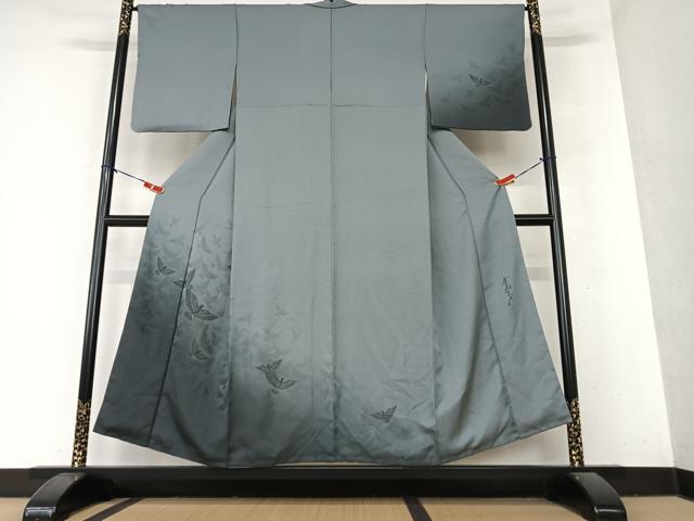 ねね　赤×黒　斉藤三才　振袖6点セット　三才鳥　暈し染め　逸品 平和屋本店□極上 染色作家 斉藤三才 振袖・長襦袢・袋帯セット