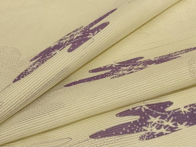 Uramono - 平和屋着物＊夏物　小紋　絽　雲取り草葉文　洗える着物　AABG9191jd