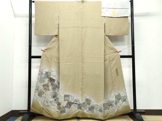 平和屋着物○日本画家 霜鳥忍の世界 彩天目織 六通柄