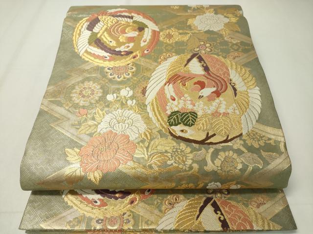 平和屋着物▼佐賀錦　両面　六通柄袋帯　唐織　鳳凰花文　金糸　正絹　逸品　CAAX8635dy
