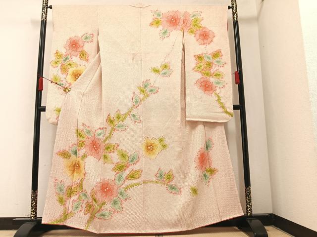 平和屋着物●豪華振袖　絞り　枝花文　正絹　逸品　AABA2737ph