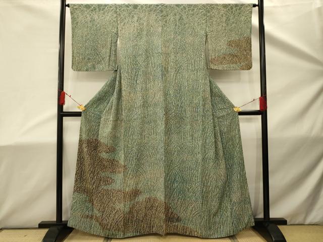 平和屋着物■訪問着　芝草文　正絹　逸品　AABD5390sx