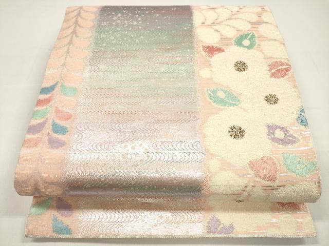 平和屋着物◎六通柄袋帯 草花文 金銀糸 正絹 逸品 DAAW0820op