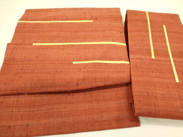 平和屋着物●つけ帯　紬地　横段文　正絹　逸品　DABB7409op