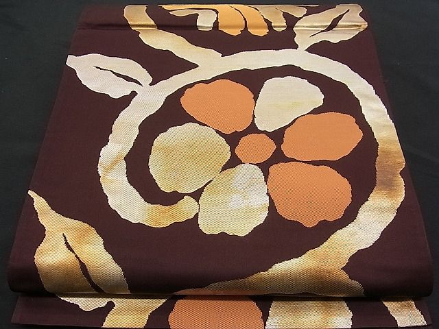 平和屋着物■六通柄　本袋帯　笹蔓文　金糸　逸品　n-pk0183