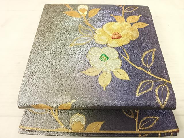 平和屋着物◎六通柄袋帯 椿 金銀糸 正絹 逸品 AAAU9909yx