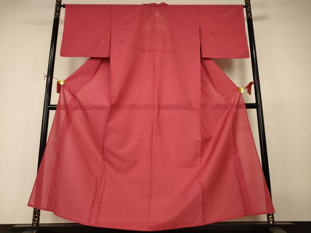 平和屋着物＊夏物 色無地 絽 流水紋紗 蘇芳色 正絹 逸品 AABJ2497jd