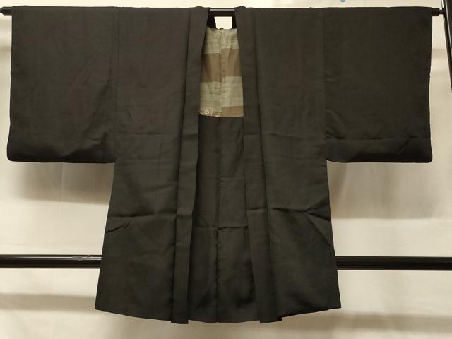 平和屋着物＃男性　羽織　黒地　正絹　逸品　CABD1358in