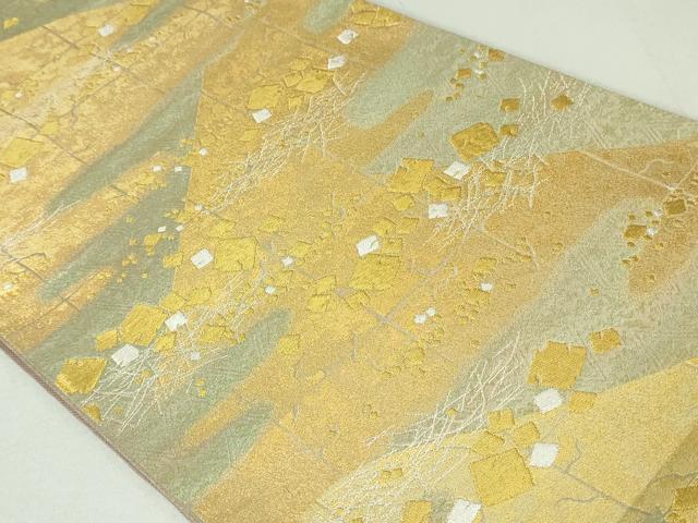 平和屋着物■六通柄袋帯　押箔連山文　金銀糸　正絹　逸品　DAAL8128ob