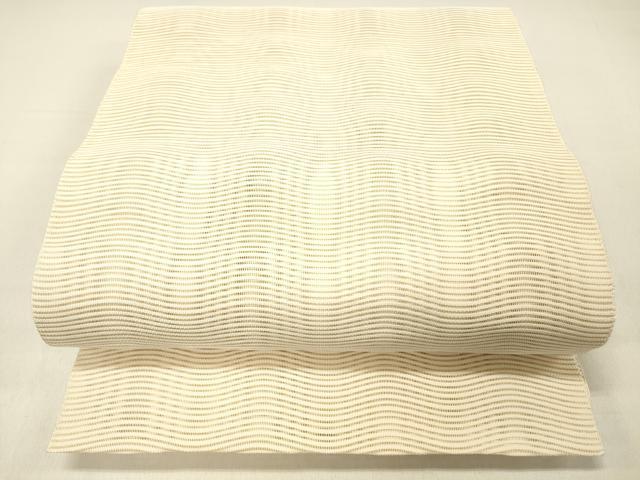 Rakuten - 平和屋着物＊夏物 絽綴れ 八寸名古屋帯 よろけ縞 正絹 逸品 DABC8528cm