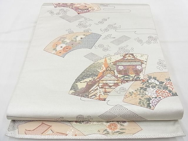 平和屋着物◎六通柄袋帯　唐織　扇各中格外　古代九百錦　金銀糸　逸品　BAAI6522ns