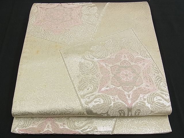 乐天商城 - 平和屋着物■六通柄袋帯　唐織　色紙吉祥花文　銀糸　逸品　n-am0905