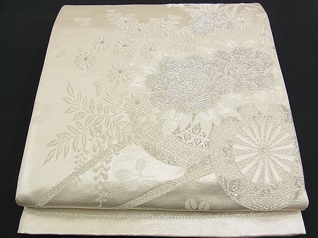 平和屋着物■六通柄袋帯　花車文　銀糸　逸品　n-am0917(4)