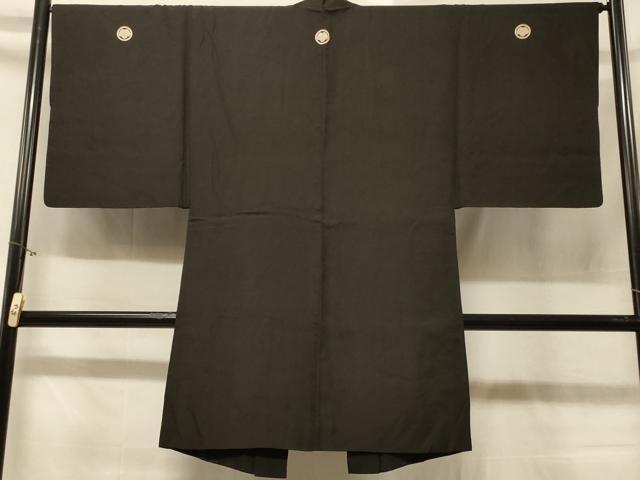 平和屋着物＃男性　長羽織　黒紋付き　正絹　逸品　CABD1359in