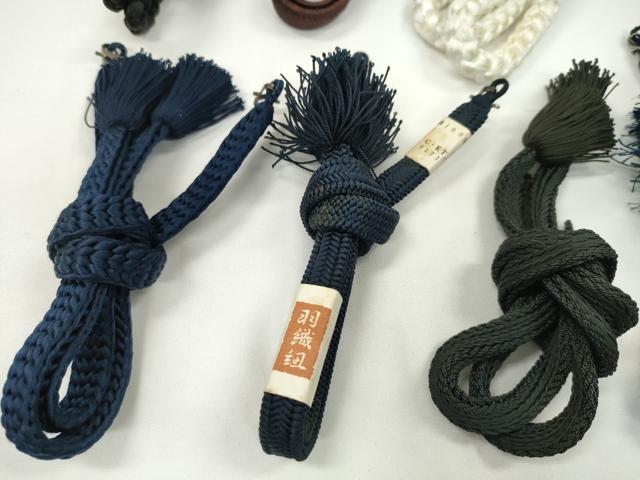 平和屋着物▼男性　和装小物　羽織紐まとめて10点　白　黒　茶　紺　平組　丸組　未使用あり　逸品　CABD8468ju