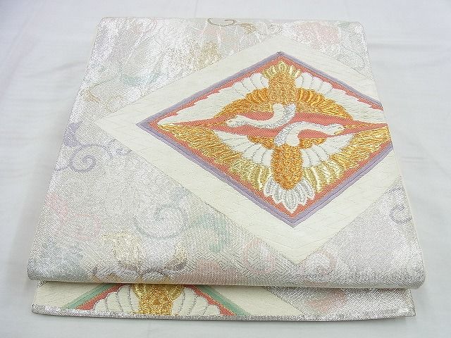 平和屋着物◎六通柄袋帯 唐織 向鶴菱唐草文 金銀糸 逸品 BAAI4578jm