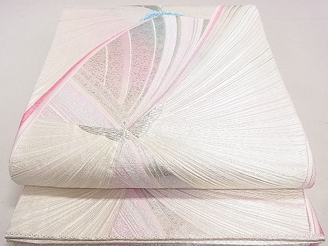 平和屋着物◎六通柄袋帯 舞蝶文 銀糸 逸品 DAAG5828tw